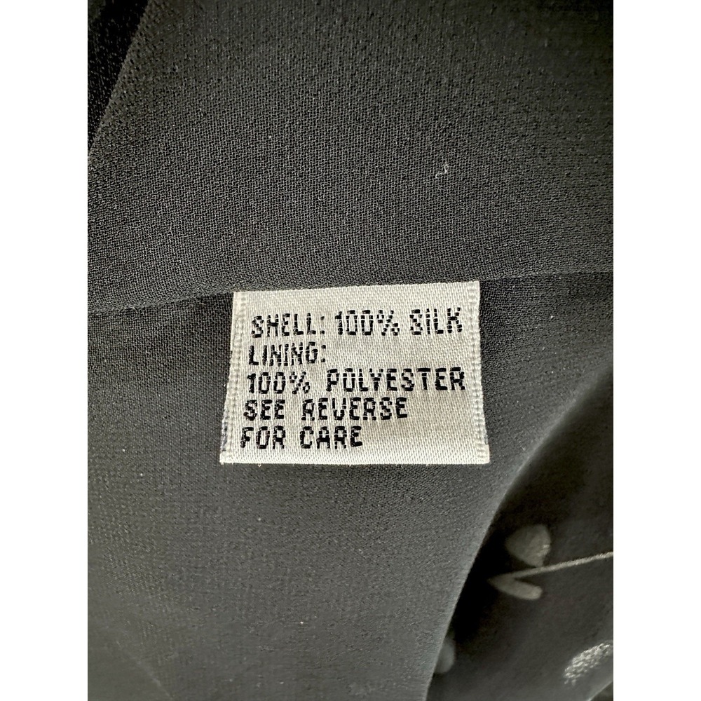 VTG Talbots 100% Pure Silk Floral Midi Skirt Size 6 Black Pink White Botanical - Picture 13 of 13